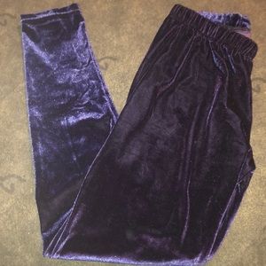 Blue velvet leggings